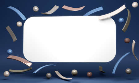 3D rendering concept of a big blank card with colorful geometric elements for commercial design. 3D render. 3D illustration.の写真素材