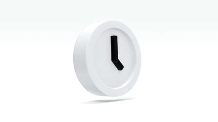 3D Rendering concept of time management. White clock isolated on background. 3D Render. 3D...