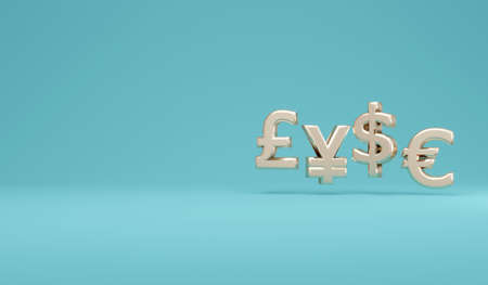 3D Rendering concept of cryptocurrency. Cryptocurrency symbols with space for text on background. 3D...