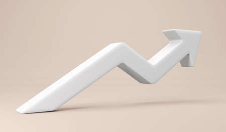 3D Rendering of arrow pointing up on background. 3D Render illustration.