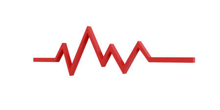 3D Rendering of red lifeline isolated on white background. 3D render illustration cartoon style.