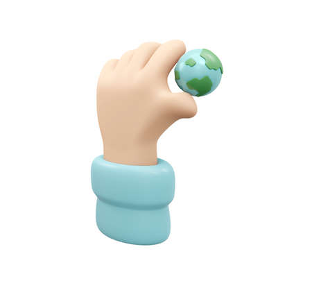 3D Rendering of hand holding earth concept of World Environment Day background, banner, card,...