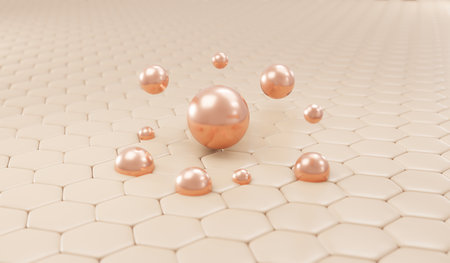 3d rendering of serum cream and vitamin drop on closeup skin cell layer for cosmetic advertise. 3D Render illustration.の写真素材