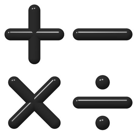 Shiny math symbols isolated on whiteの写真素材