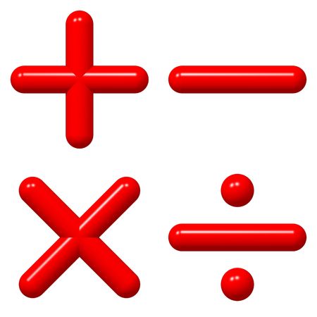 Shiny math symbols isolated on whiteの写真素材