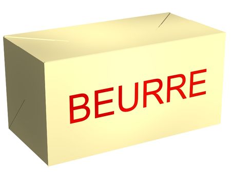 Perfect pound of butter isolated on whiteの写真素材