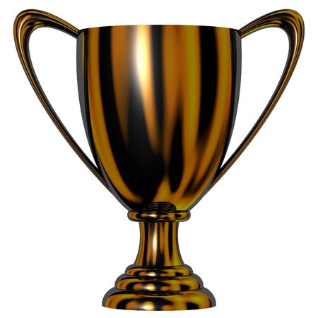 Brilliant black trophy cup isolated on whiteの写真素材