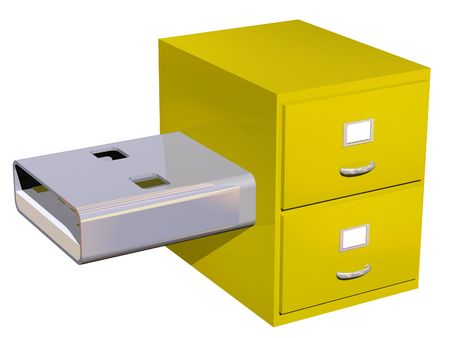 USB filing cabinet concept isolated on whiteの写真素材