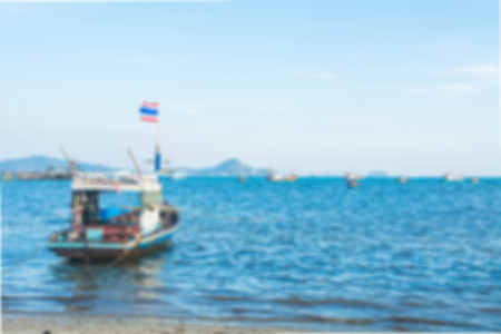 background blur of boat fishermanの写真素材