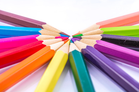 select focus of apex pencils colour isolatedの写真素材