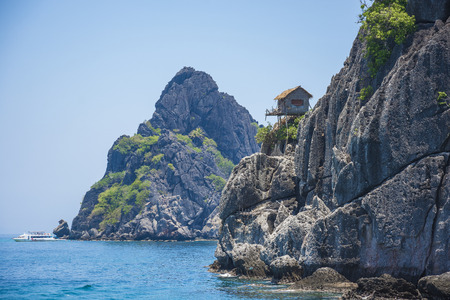 stones in water and houseの写真素材