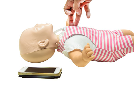 cpr baby and smart phone isolated