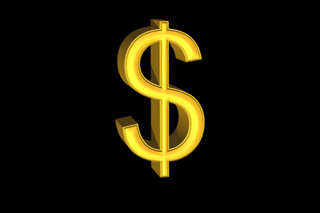 gold dollar black backgroundの写真素材