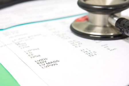 stethoscope on order exam sheet concept healthcareの写真素材