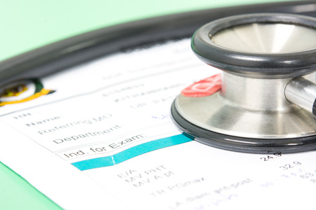 stethoscope on order exam sheet concept healthcare