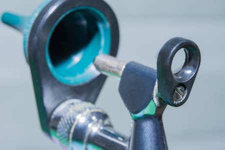otoscope use for ear problem close up healthcare conceptの写真素材