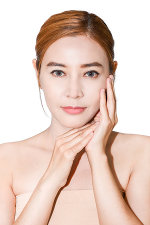 portrait asia women skincare close up isolatedの写真素材