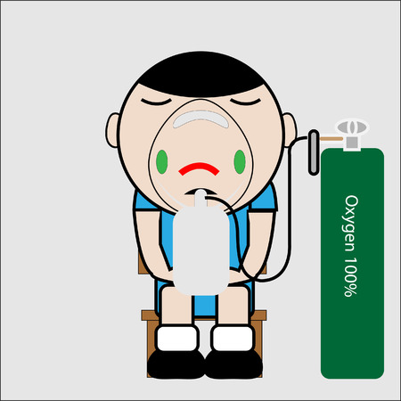 Patient on oxygen by mask with reservior bag voctorのイラスト素材