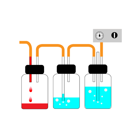 tree botle conect intercostal drainage chest injury case vectorのイラスト素材