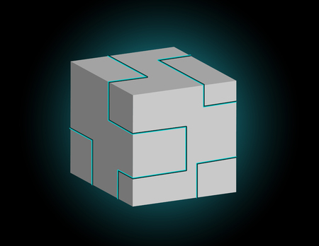 box cube icon and line blue design concept technologyのイラスト素材