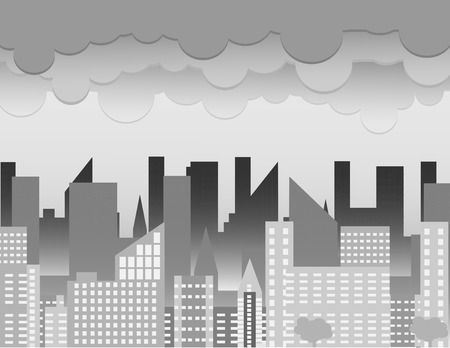 Black and white cityscape design modern downtownのイラスト素材