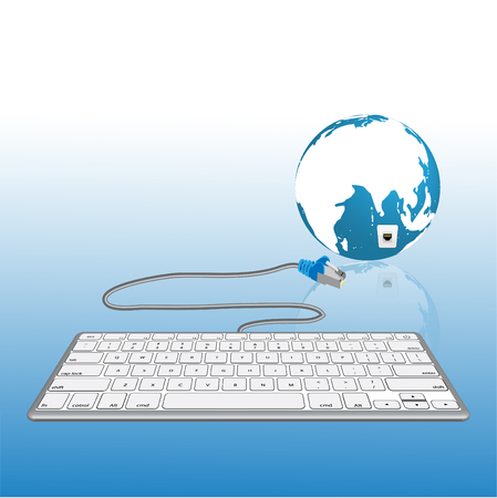 keyboard connect earth concept technology and communicationのイラスト素材