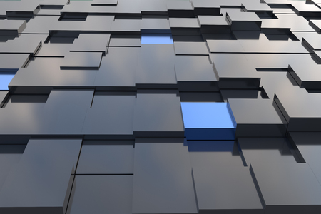 black and blue box design background 3dの写真素材