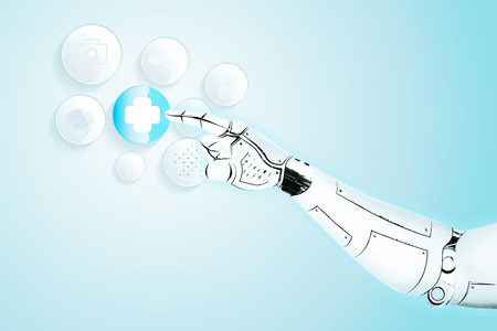 arm robot figer point concept future medical technology