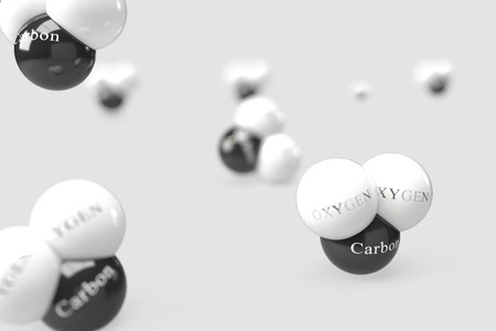 carbon dioxide molecule chemical structure bad environmentの写真素材