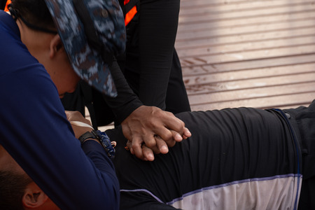 man resuscitation and chest compression in cpr training course