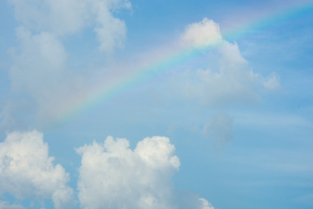 rainbow on sky natural view and white cloudの写真素材