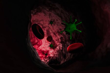 3D virus in human comcept colona virus or covid19 health careの写真素材