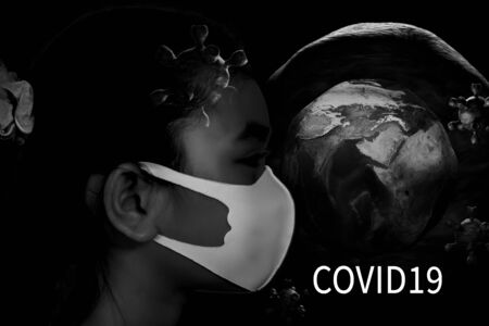 children wear mask prevent infection covid19 concept health careの写真素材