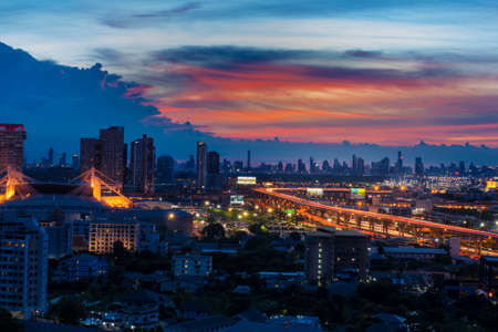 night cityscape beautiful urban in Bangkok Thailand