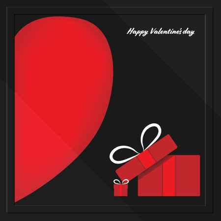 Happy Valentines Day Red heard and giftのイラスト素材