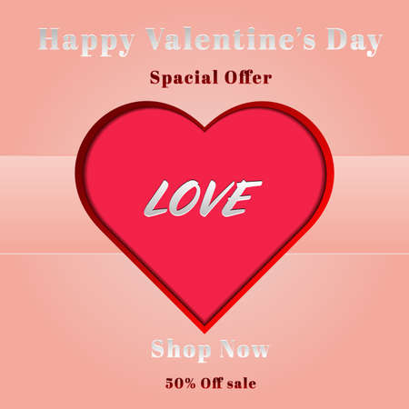 Valentines spacial day sale background red heartのイラスト素材