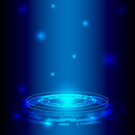Portal and hologram futuristic circle on blue isolate backgroundのイラスト素材