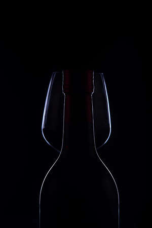 red wine and grape in black toneの写真素材