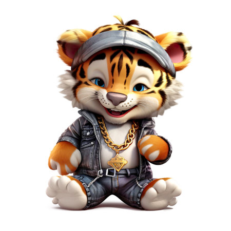 Tiger 3D cute concept rapper,Generated AI Illustrationの素材