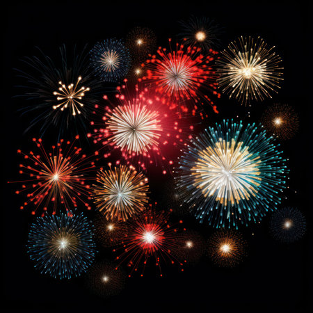 Fireworks light up the sky with a dazzling display.の素材