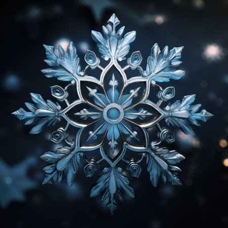 crystal snowflake in blue colors tone concept chrismas dayの素材