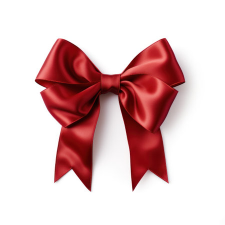 red Ribbon with Bow isolated white backgroundの素材
