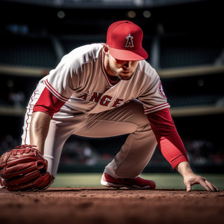 a baseball player is swinging, in the style of light red and light grayの素材