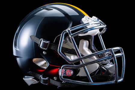 black american football helmet isolated on black background. --ar 2:1 --video 1の素材