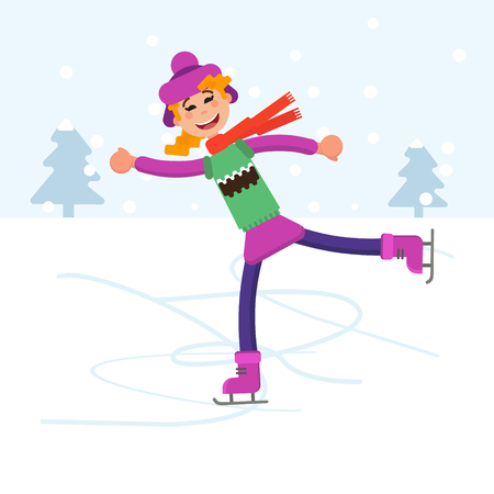 Girl figure skatingのイラスト素材