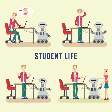 Science faculty stundents love storyのイラスト素材