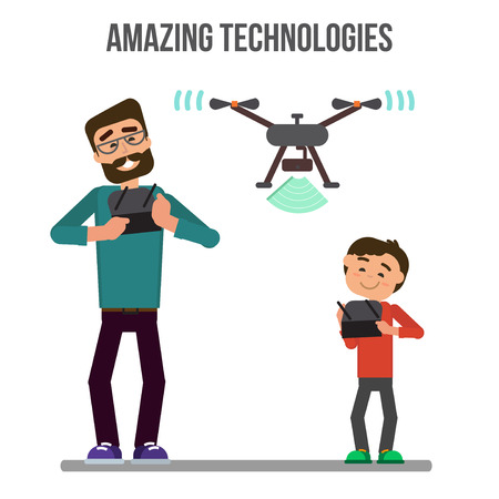 People controlling droneのイラスト素材