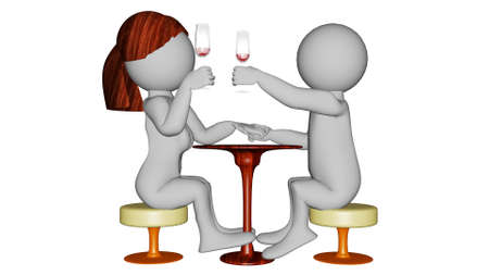 Couple celebrates in a restaurantの写真素材