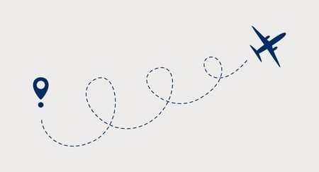 Airplane flight vector illustration. Travel symbol. GPS navigation