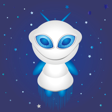 alien and blue backgroundのイラスト素材